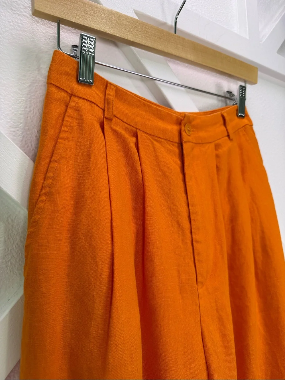 Reformation Vesta Wide Leg 100% Linen Citrus Orange Size 2